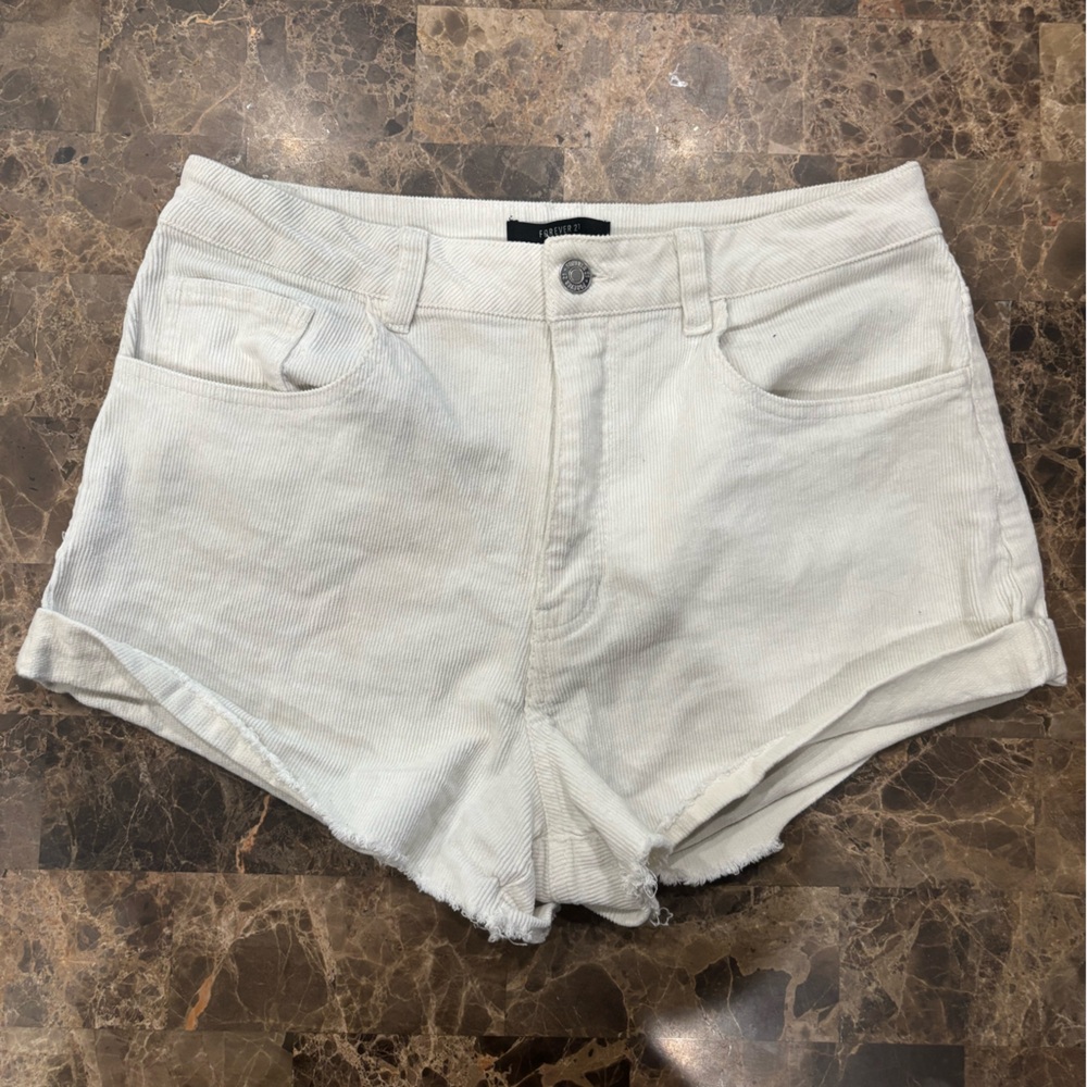 Forever 21 White Corduroy Shorts